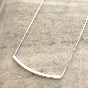 925 Sterling Silver Bar Necklace Curve Bar Necklace Dainty Minimalist Necklace